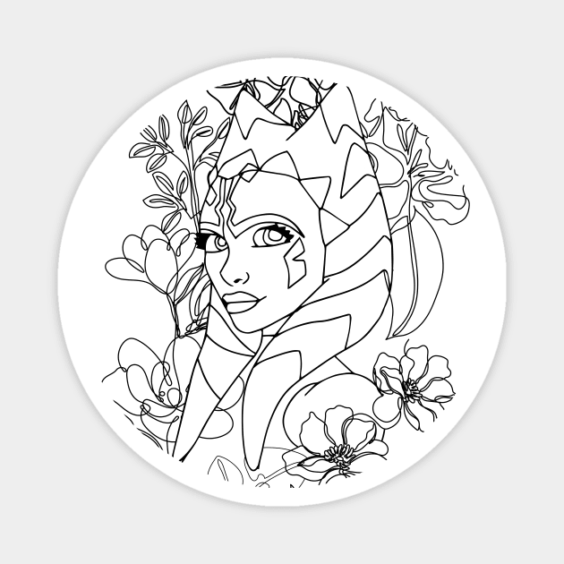 Ahsoka One Line Art Flowers Magnet by Galactee 99